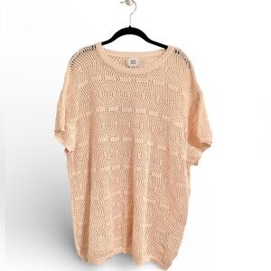 BDG Urban Outfitters Cotton Crochet Knit Short Sleeve Sweater Cream XL